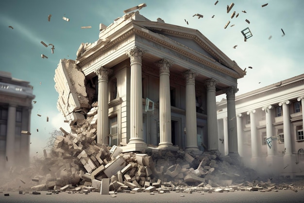 Bank collapse A bank or financial institution going down failing or collapsing Generative AI