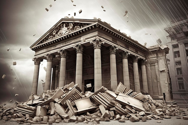 Bank collapse A bank or financial institution going down failing or collapsing Generative AI