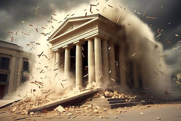 Bank collapse A bank or financial institution going down failing or collapsing Generative AI