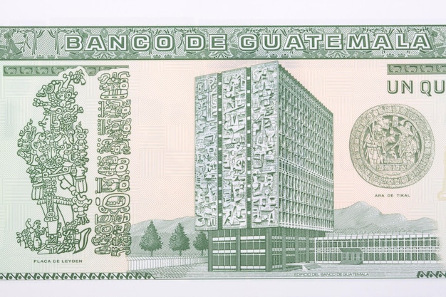 Bank of Guatemala building from money  Quetzal