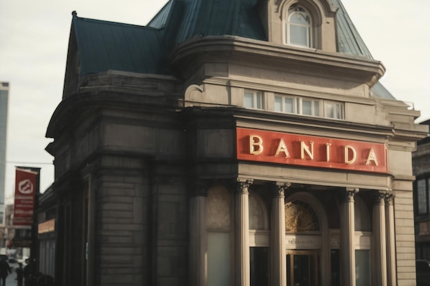 GUESS 銀行のロゴが外壁に描かれています