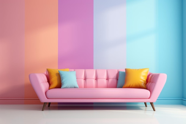 bank pastelkleur in inspiratie-ideeën voor moderne woonkamerdecoratie