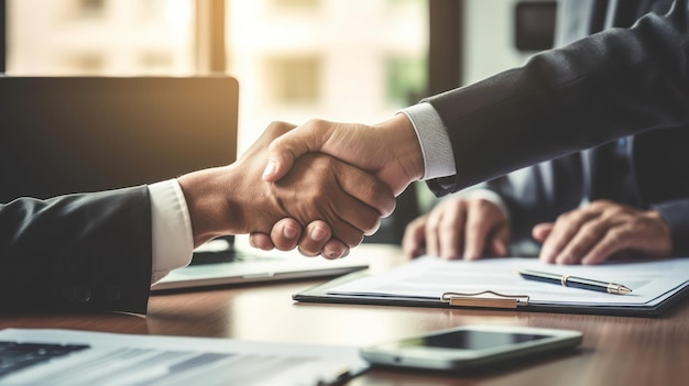 The bank's Mortgage Officers shake hands with customers after signing a housing loan agreement