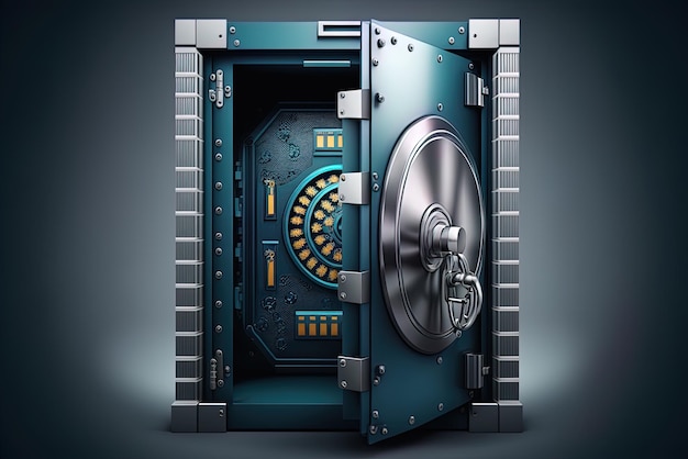 Photo bank safe with open steel door used as a illustration