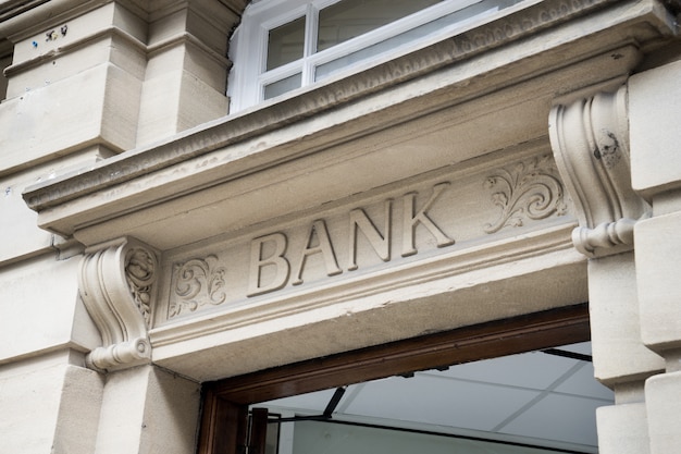 Bank Sign logo, Stone Background