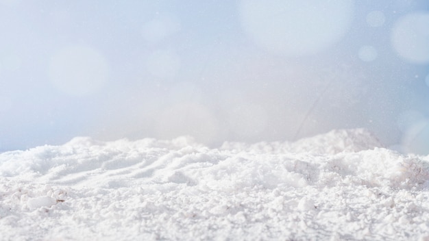 Bank of snow and snowflakes