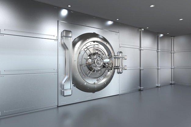 Bank vault door closed