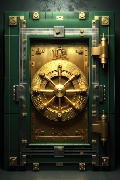 Bank vault door with a money symbol created with generative ai