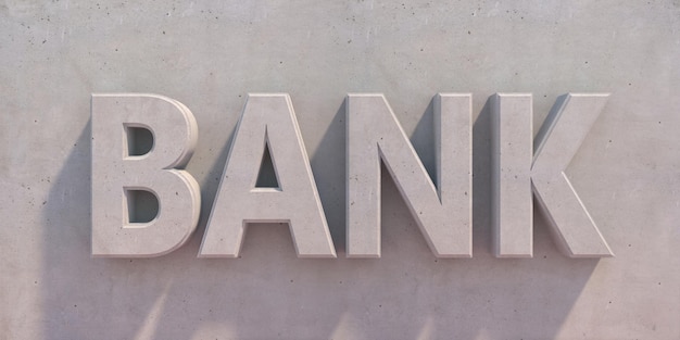Банковское слово на фоне бетонной стены 3d иллюстрация