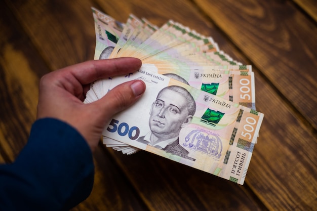 Bankbiljet van de Oekraïense nationale munteenheid hryvnia.