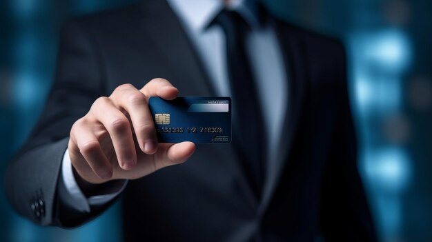 Bankdirecteur en creditcard in de hand