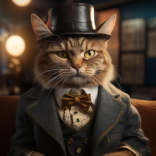 Foto foto antropomorfa del gatto banchiere