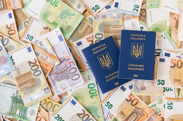 Banconote polacche zloty banconote con monete grosz con passaporto ucraino