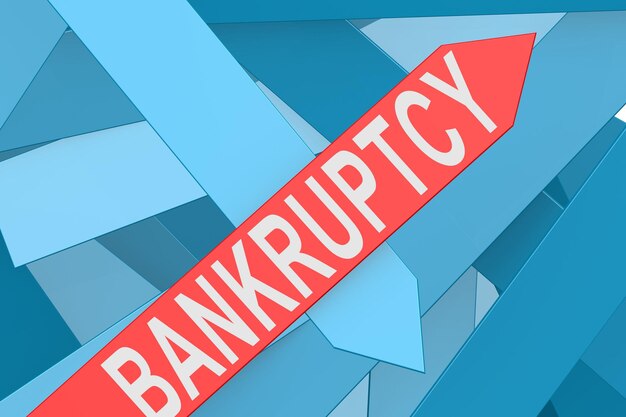 Bankruptcy arrow pointing upward