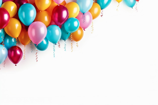 Banner balloons white background colorful 02