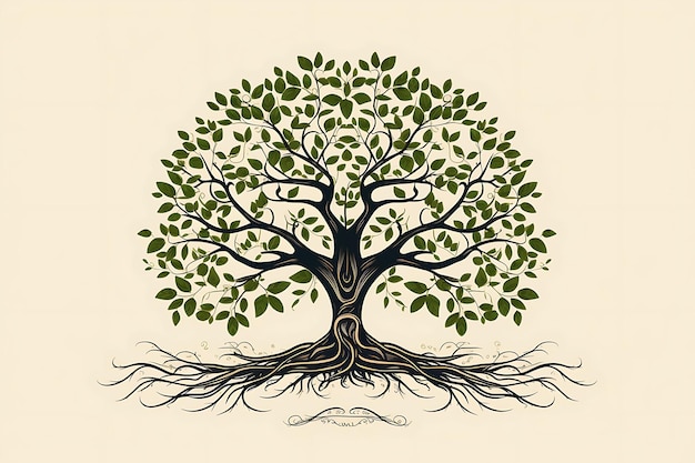 Banner of black roots family tree earthy brown and green tree silhouet design art 2d clipart ideas