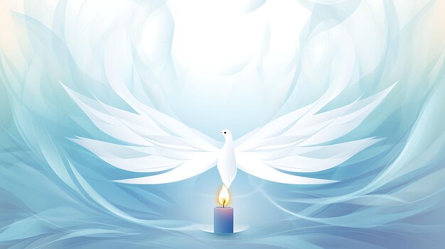 Photo banner of candle flames forming the shape of a dove soft white and pal candlesmas 2d flat designs