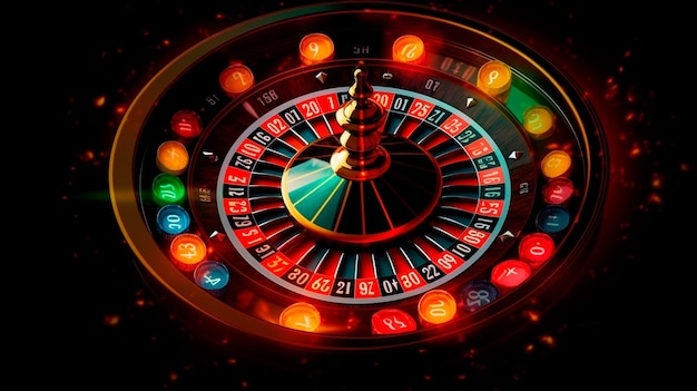 Photo banner casino las vegas game roulette wheel spinning generative ai
