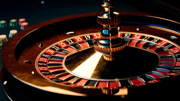 Banner Casino Las Vegas game roulette wheel spinning Generative AI