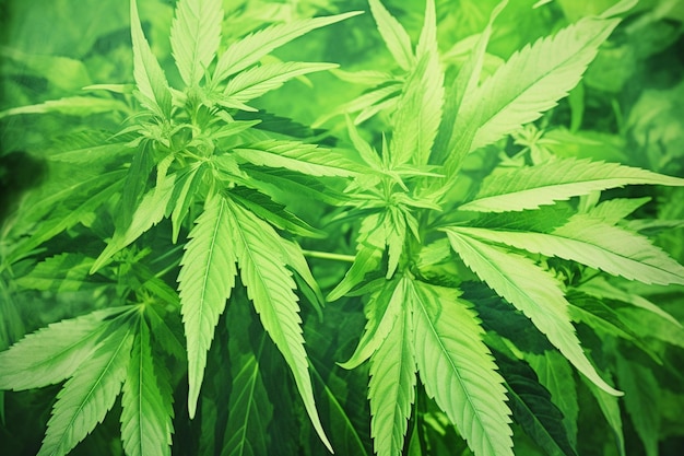 Banner consisting from traditional species marijuana in leaves Ai generated