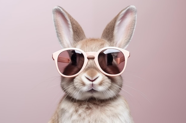 Баннер Cool кролик в очках с копировальным пространством в качестве бизнес-рекламной концепции генеративный ИИ