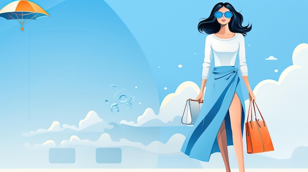 Banner design for a female fashion shopping Full color illustration