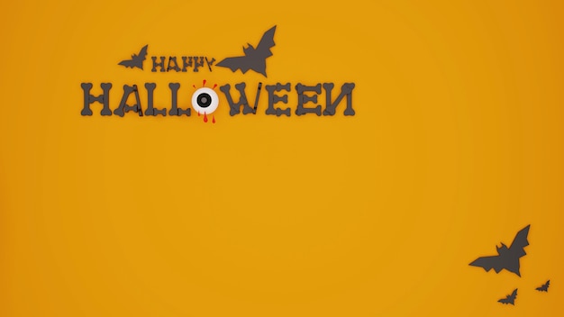 Photo banner design for happy halloween with bats 3d rendering.