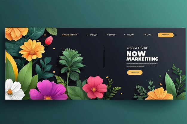 Banner design of now grow through digital marketing template