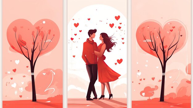 Banner design for Valentine Day young couple in love