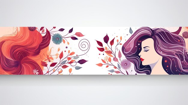 꽃과 얼굴 여성 일러스트레이션으로 여성의 날을 위한 배너 디자인