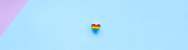 Banner Flat lay pride heart icon LGBT Pride month and day pride flag