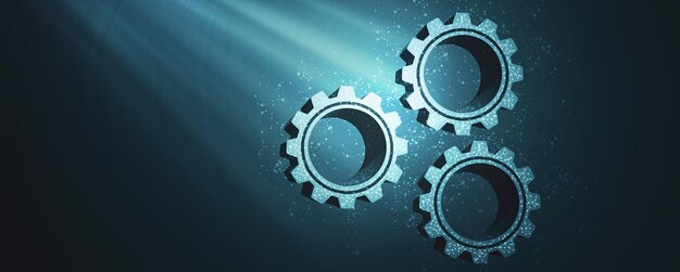 Banner of gears or cogs technology and industry