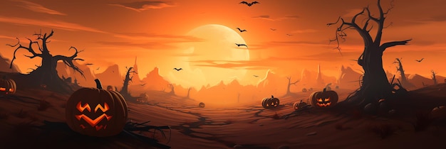 Banner of happy halloween background concept Holiday design illustration