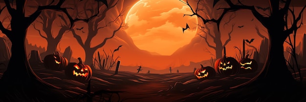 Banner of happy halloween background concept Holiday design illustration