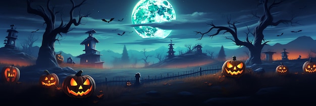 Banner of happy halloween background concept Holiday design illustration