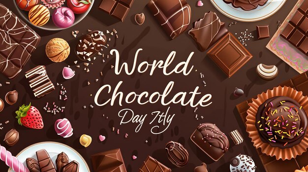 Banner in honor of World Chocolate Day 7th July Generative AI