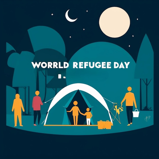 Foto illustrazione di striscione per la giornata internazionale dei rifugiati