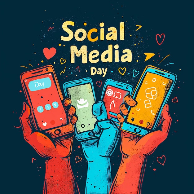 Photo banner illustration international social media day