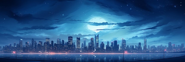 Banner image of a city at night