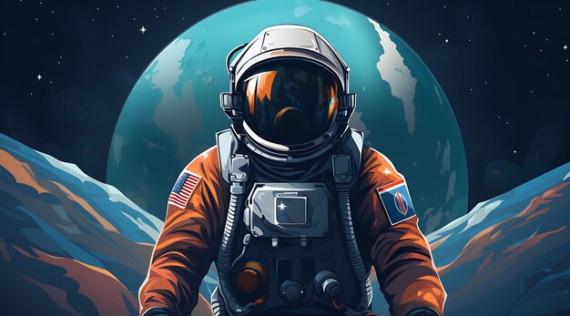 Banner of Indian Astronauts in Space With the Colors of the Indian Fla Flat 2D Design Art Creative