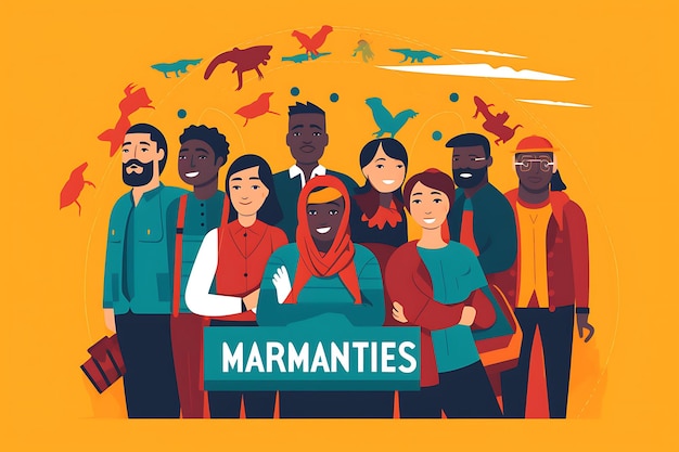 Banner Internationale Migrantendag met unieke en inclusieve ontwerpconcepten