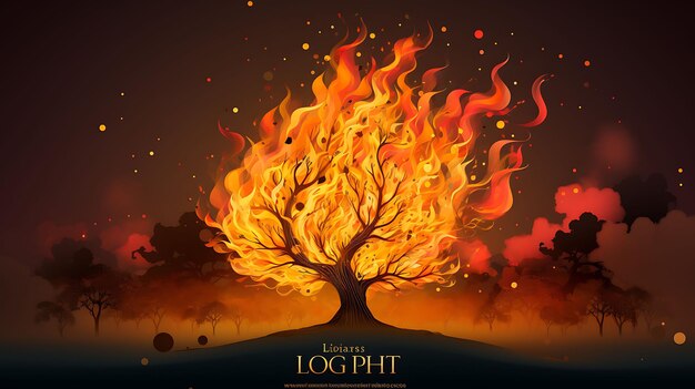 Banner of lohri bonfire with swirling smoke warm and mysterious colors lohri india festival design