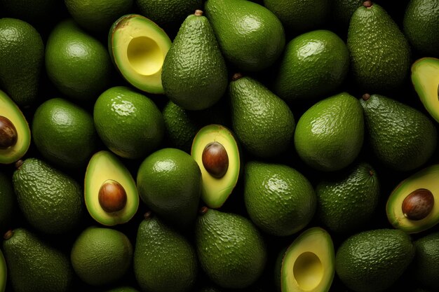 Photo banner a lot of avocados in water cut avocado whole avocado