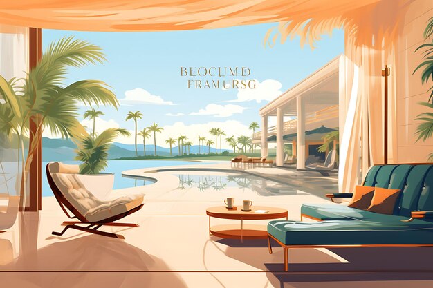 Banner of a Luxurious Resort Remote Working Exper Nomad Visa Remote Job Travel Creative Design