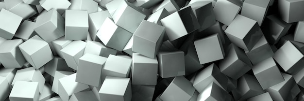 Photo banner of many small white cubes