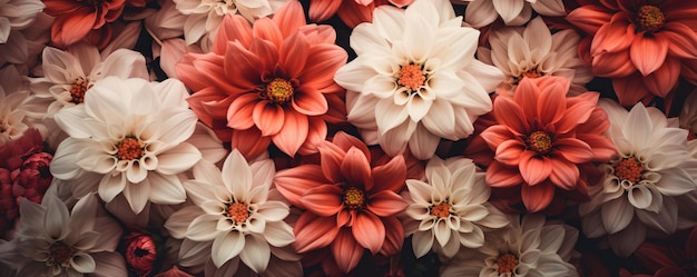 Banner met close-up van boeket van tuin mooie herfst seizoensgebonden bloemen