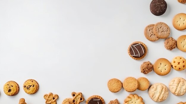 Foto banner met cookies kopieer ruimte bovenaanzicht achtergrond generatieve ai