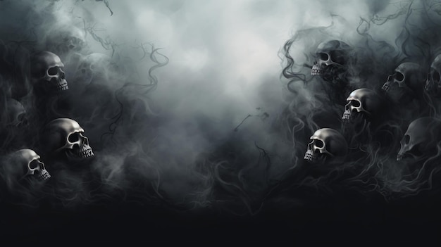 Banner met spook schedels illustratie horror achtergrond