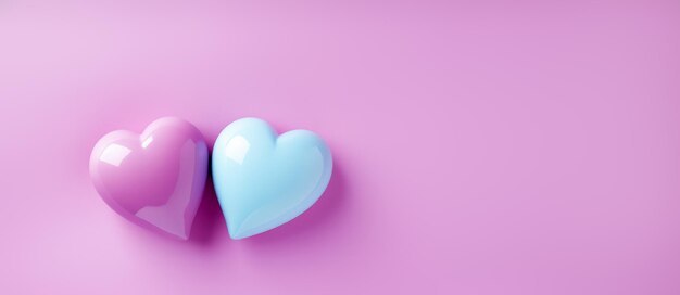 Banner met twee kleine pastelhartjes, een symbool van een stel voor Valentijnsdag.