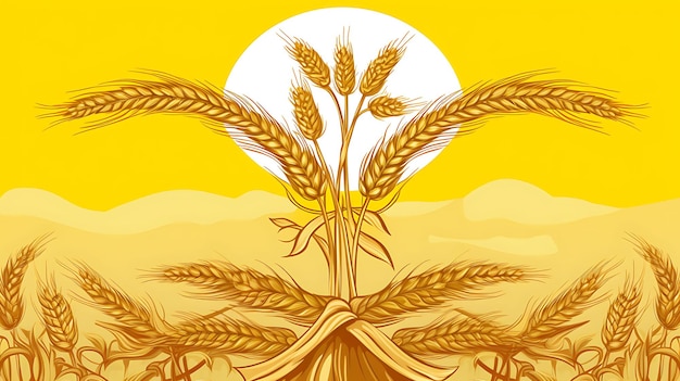 Banner of Sustenance Fields of Golden Wheat and Maize Portra Thanksgiving Holiday Design Idea